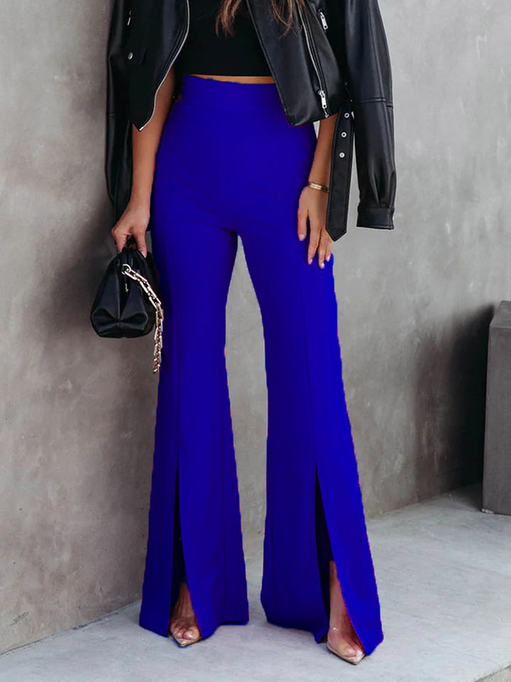 Front Slit Flare Leg Pants - AllIn Computer