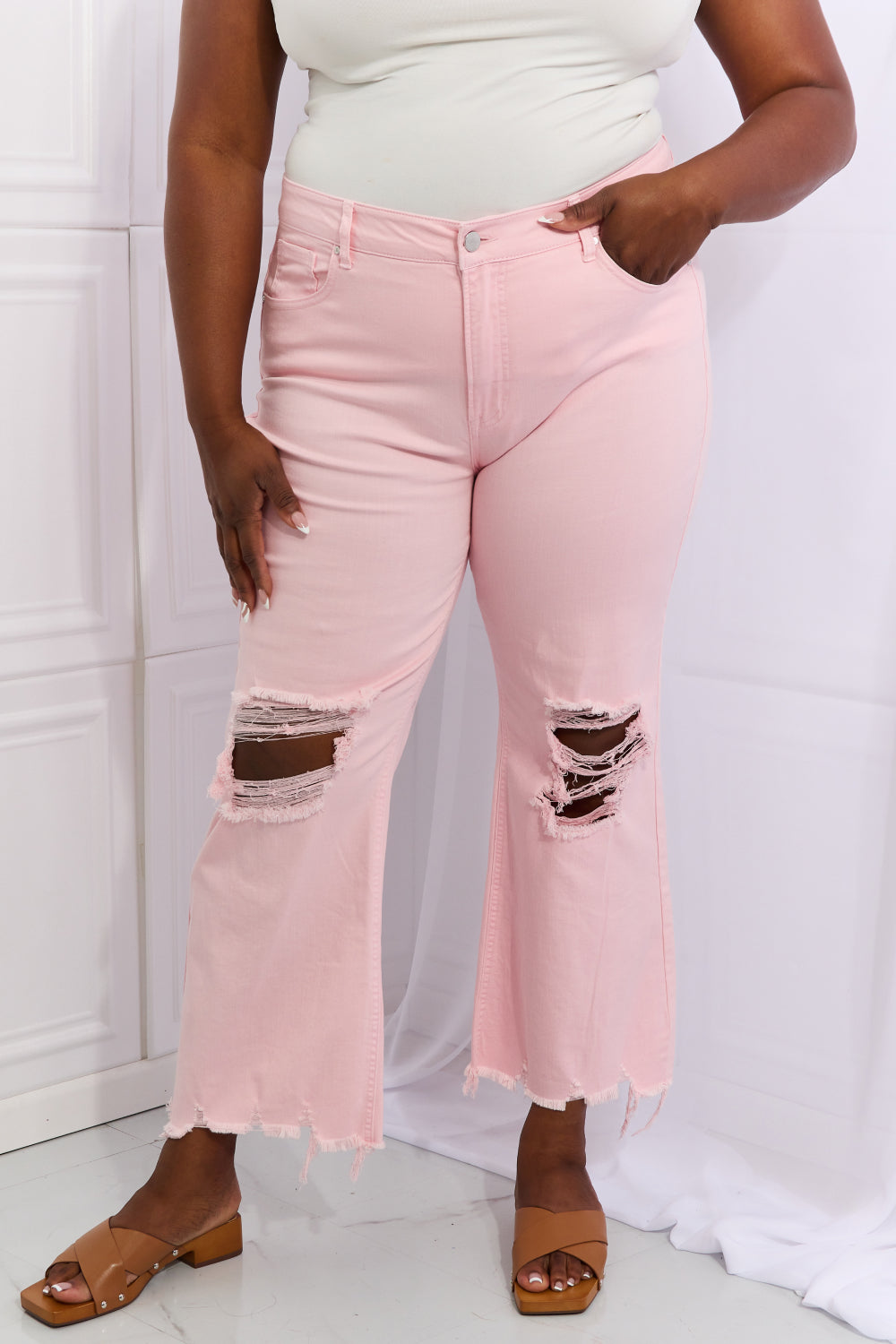 RISEN Miley Full Size Distressed Ankle Flare Jeans - AllIn Computer