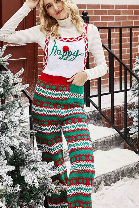 Christmas Knit Straight-Leg Overalls - AllIn Computer