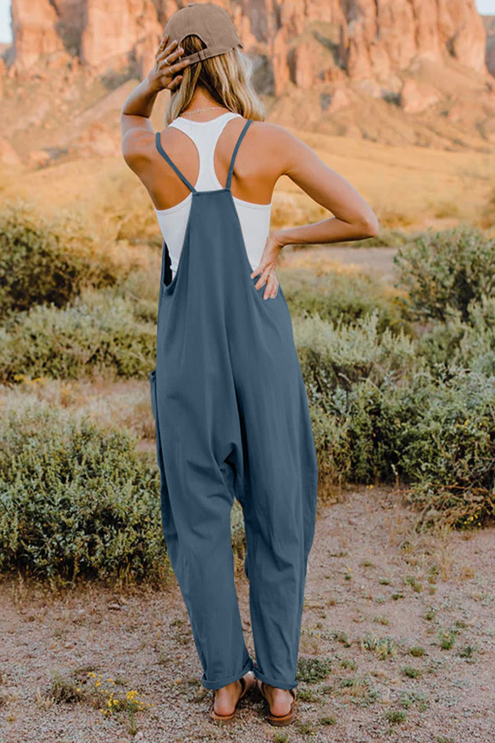 Double Take  V-Neck Sleeveless Jumpsuit with Pocket - AllIn Computer