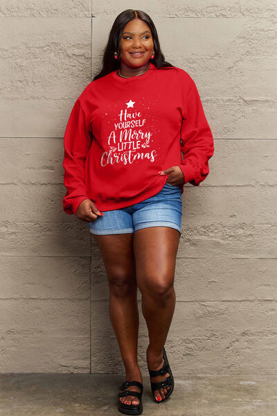 Simply Love Full Size HAVE YOURSELF A MERRY LITTLE CHRISTMAS Round Neck Sweatshirt - AllIn Computer