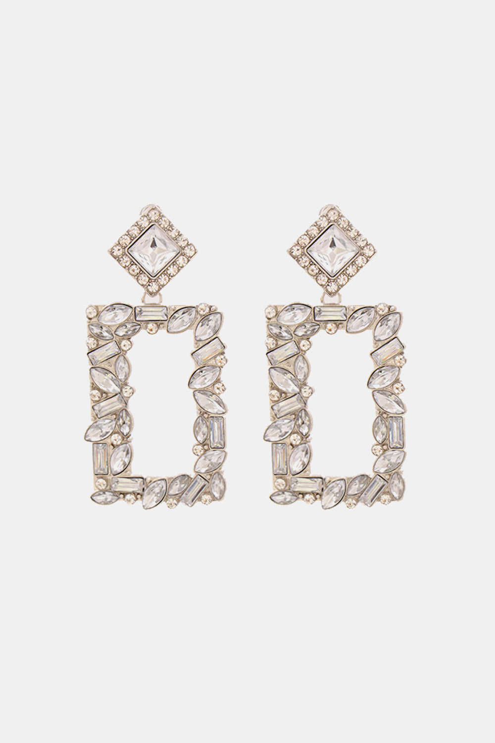 Square Shape Glass Stone Dangle Earrings - AllIn Computer