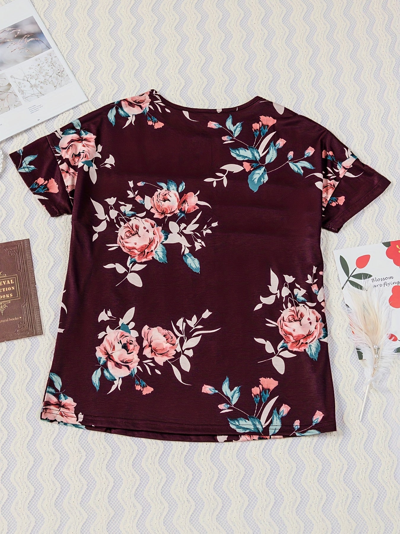 Printed Round Neck Short Sleeve T-Shirt - AllIn Computer