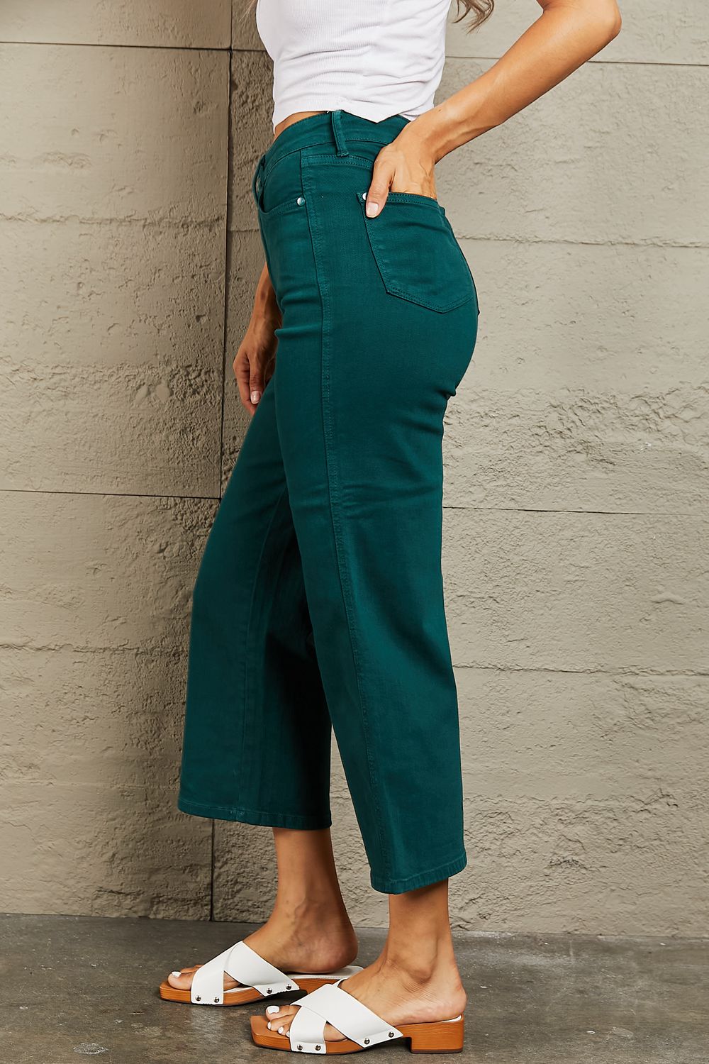 Judy Blue Hailey Full Size Tummy Control High Waisted Cropped Wide Leg Jeans - AllIn Computer