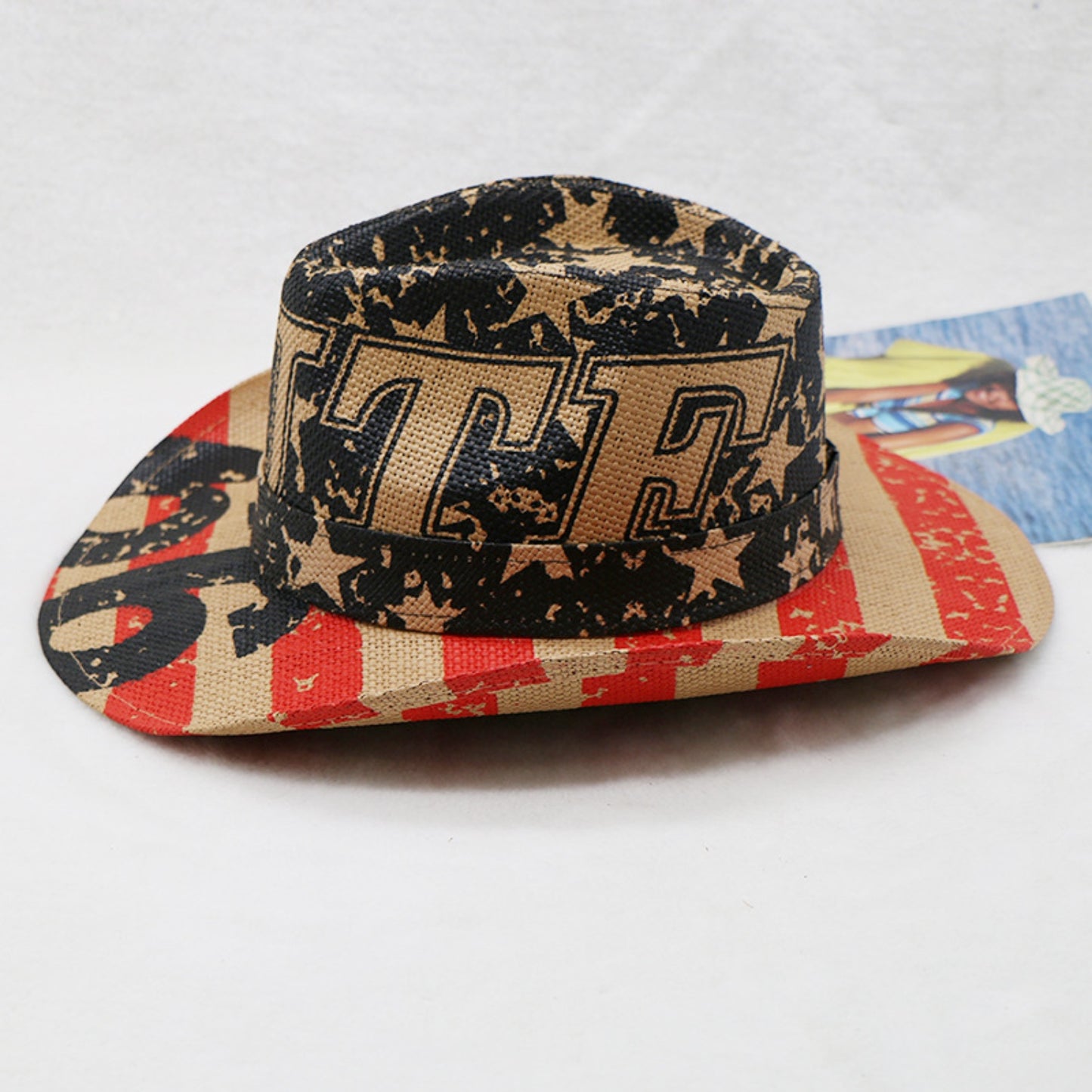 Printed Paper Cloth Wide Brim Hat - AllIn Computer