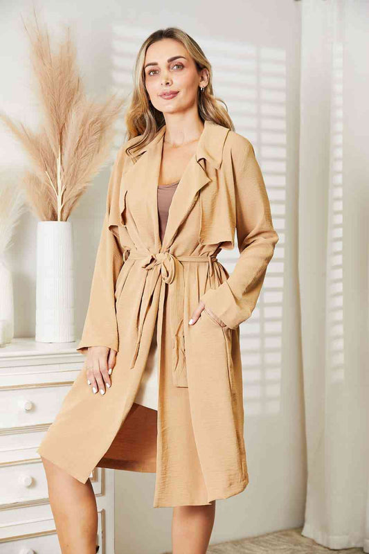 Culture Code Full Size Tied Trench Coat with Pockets - AllIn Computer