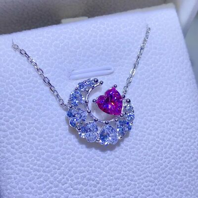 1 Carat Moissanite 925 Sterling Silver Heart Necklace - AllIn Computer