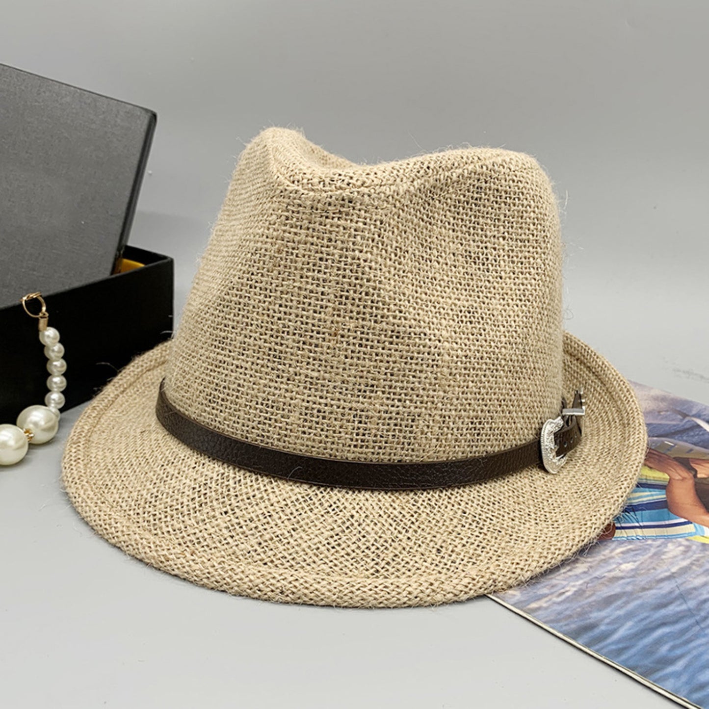 Short Brim Jute Cloth Hat - AllIn Computer