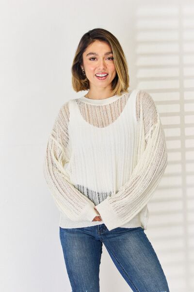 HYFVE Openwork Ribbed Trim Long Sleeve Knit Top - AllIn Computer
