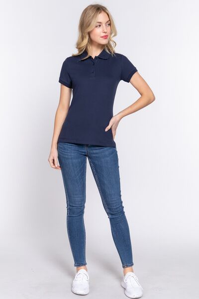 ACTIVE BASIC Full Size Classic Short Sleeve Polo Top - AllIn Computer