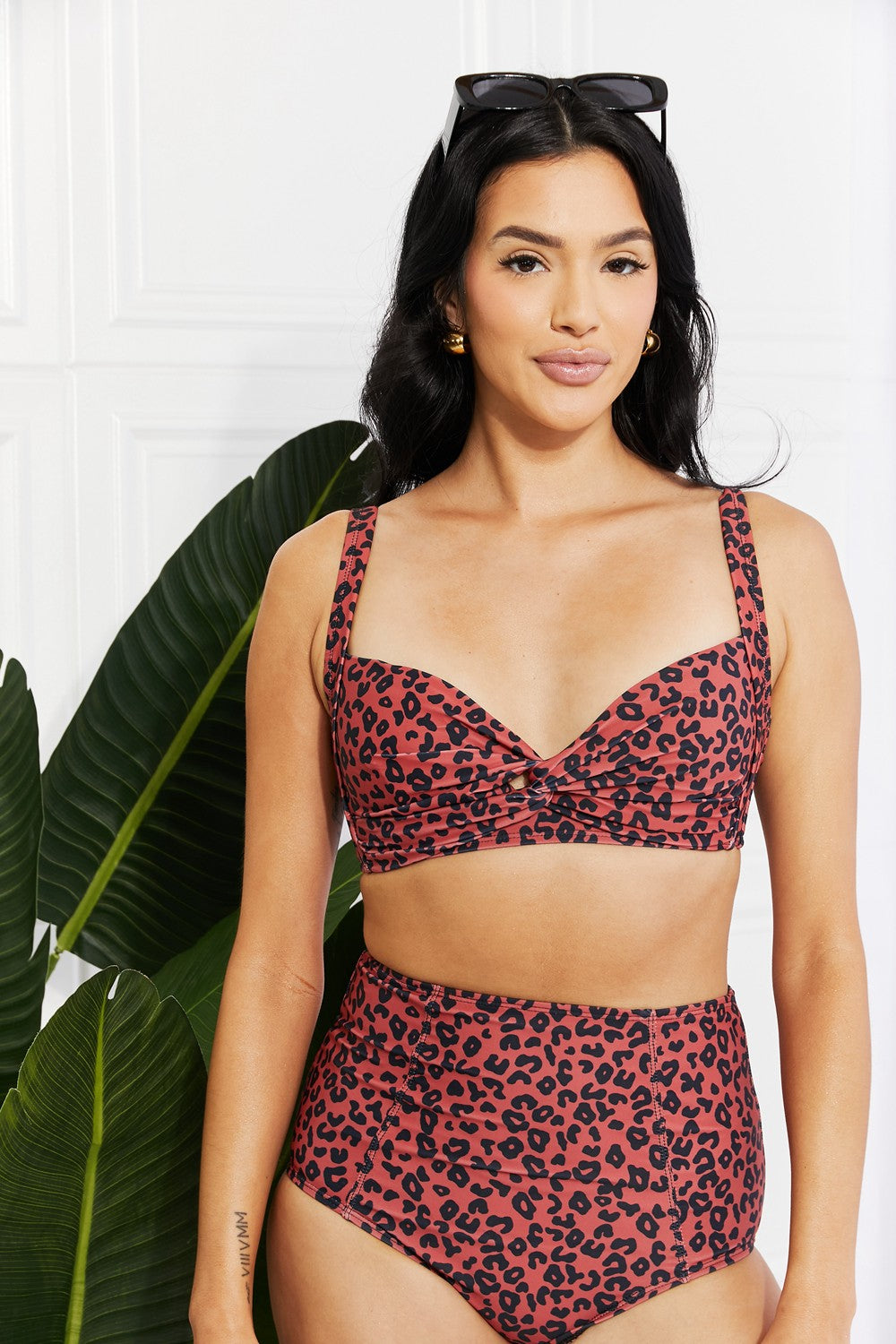 Marina West Swim Take A Dip Twist High-Rise Bikini in Ochre - AllIn Computer