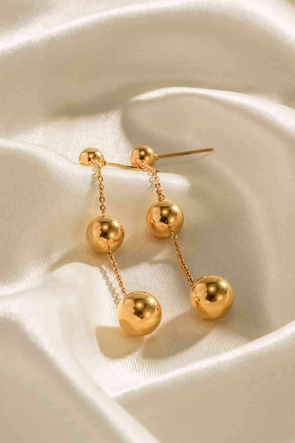 Ball Bead and Chain Stainless Steel Earrings - AllIn Computer