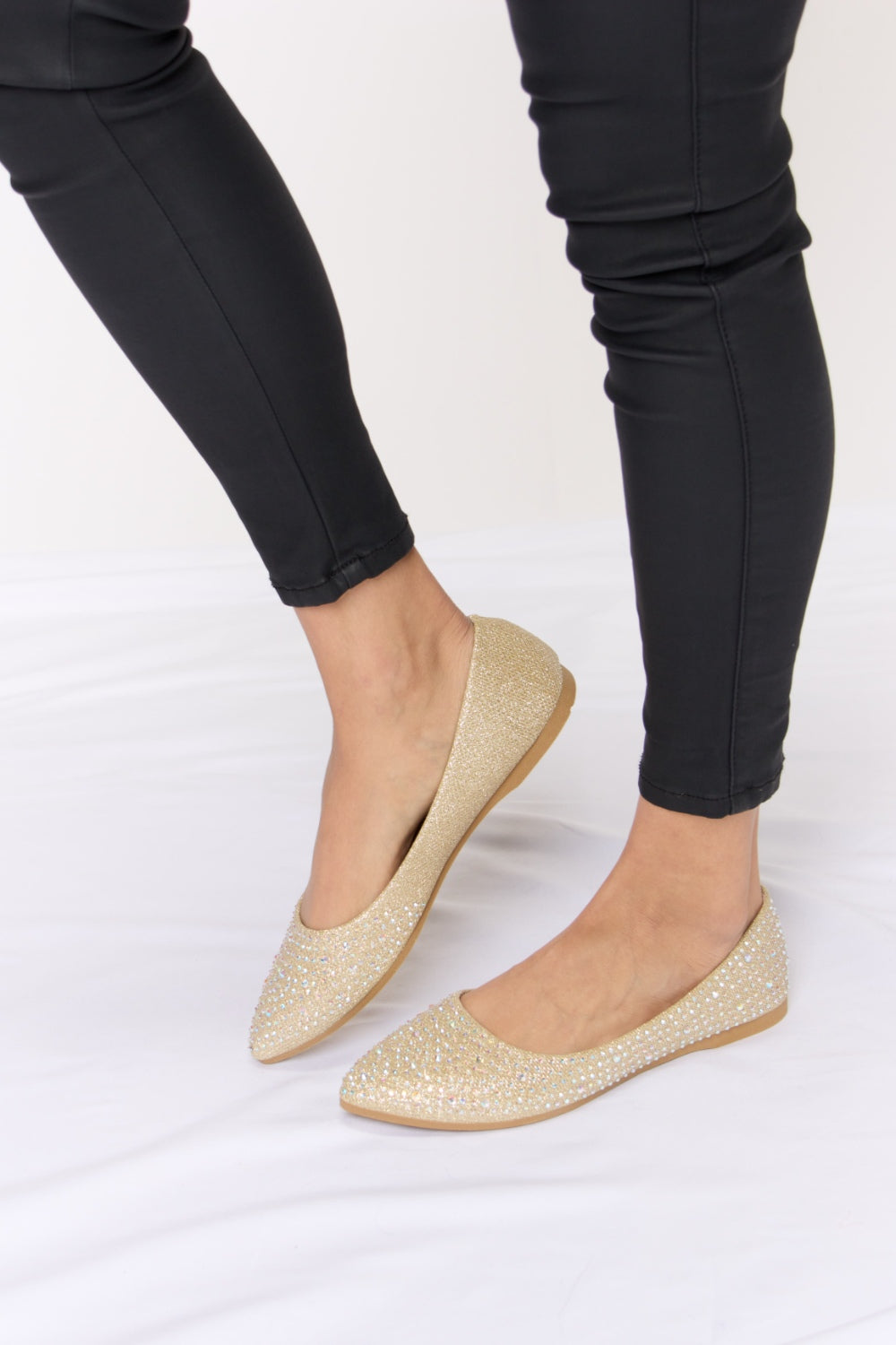Forever Link Rhinestone Point Toe Flat Slip-Ons - AllIn Computer