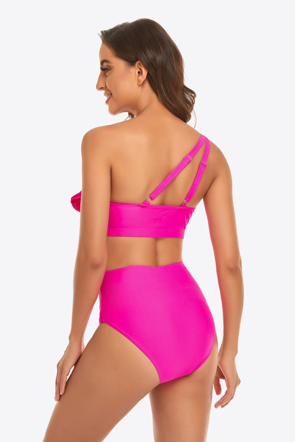Ruffled One-Shoulder Buckled Bikini Set - AllIn Computer