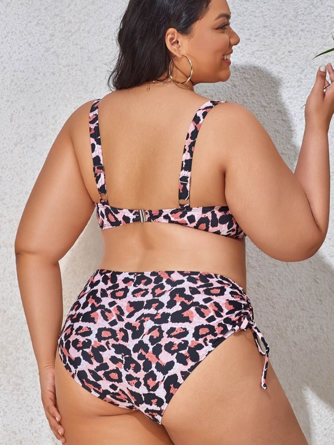 Plus Size Printed Drawstring Detail Bikini Set - AllIn Computer