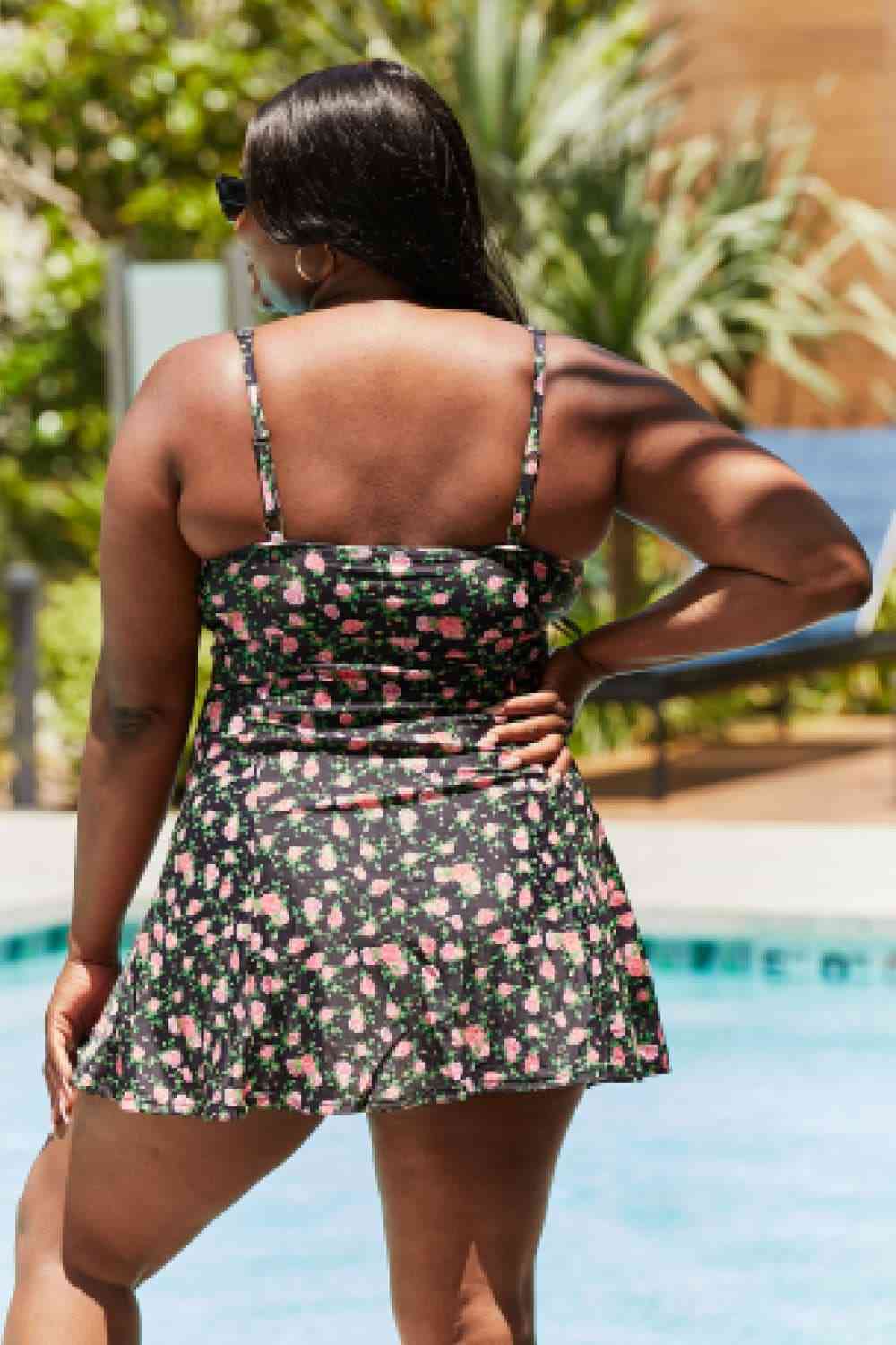 Marina West Swim Full Size Clear Waters Swim Dress in Black Roses - AllIn Computer