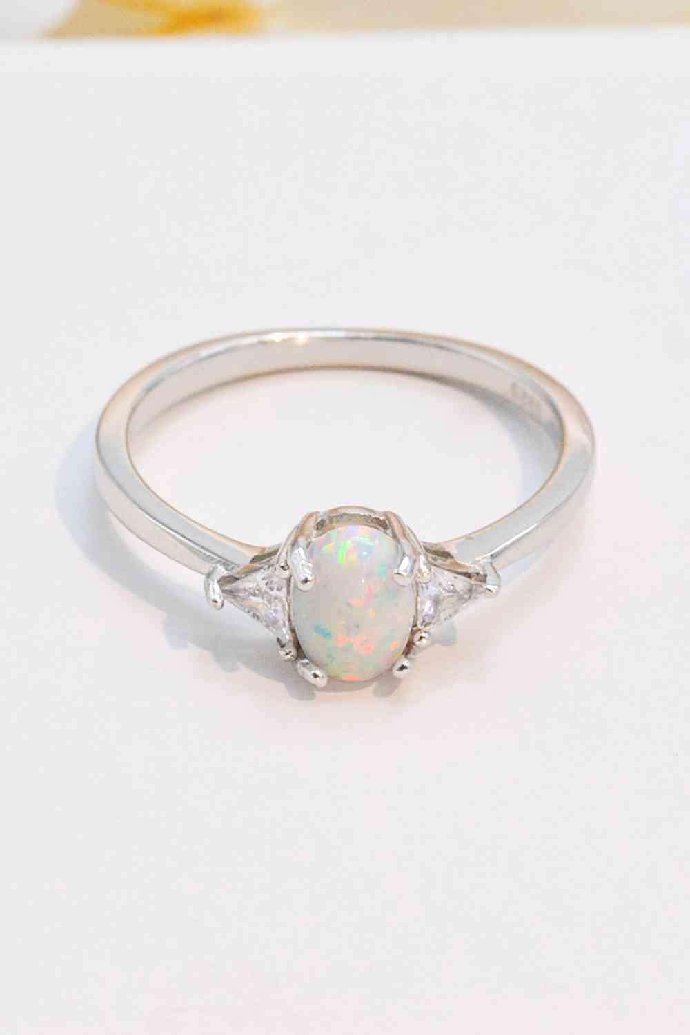 Contrast 925 Sterling Silver Opal Ring - AllIn Computer