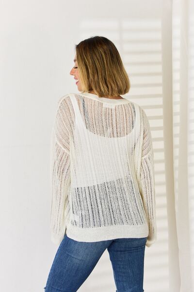 HYFVE Openwork Ribbed Trim Long Sleeve Knit Top - AllIn Computer