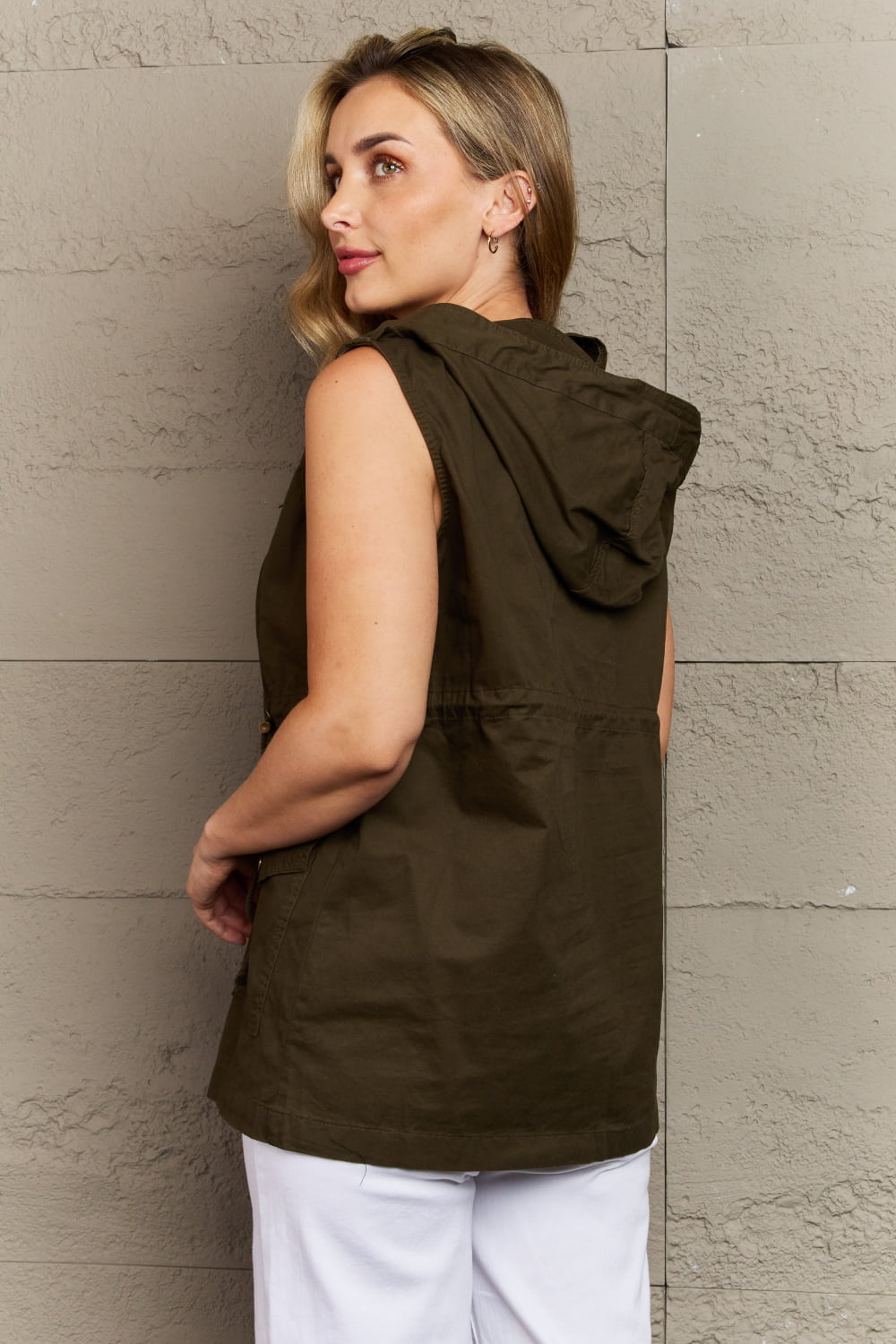 Zenana More To Come Full Size Military Hooded Vest - AllIn Computer