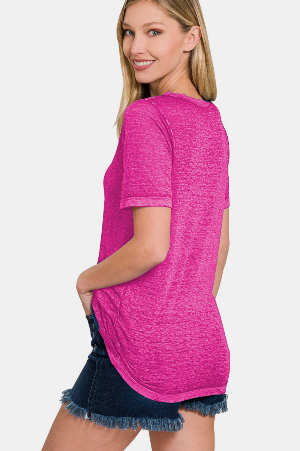 Zenana V-Neck Short Sleeve T-Shirt - AllIn Computer