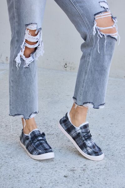 Forever Link Plaid Plush Flat Sneakers - AllIn Computer