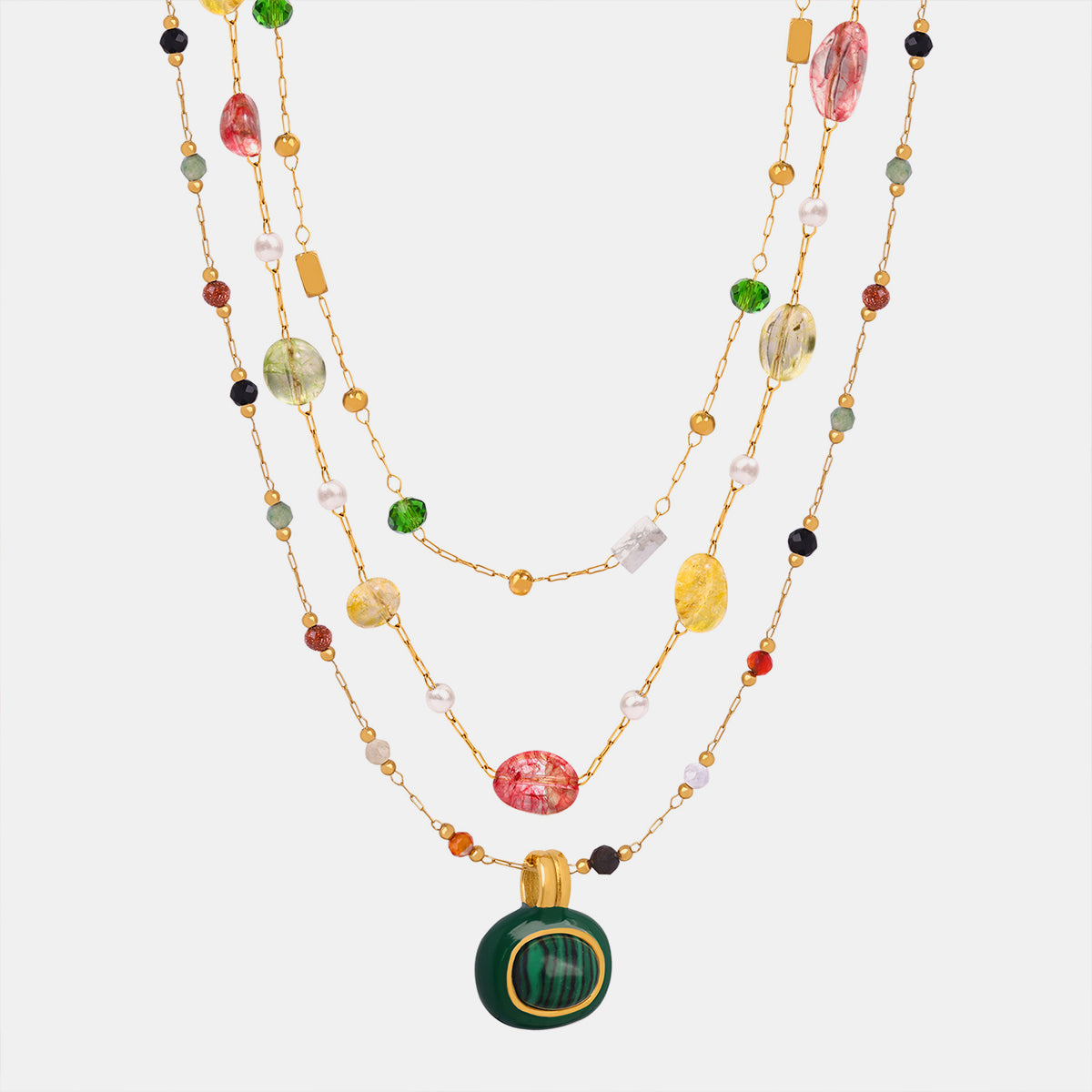 Titanium Steel Gold-plated Bead Necklace - AllIn Computer