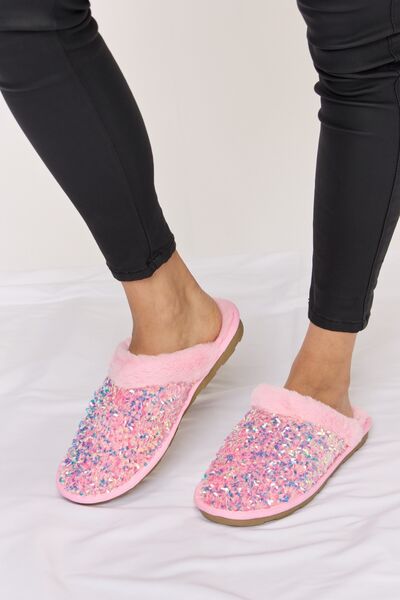 Forever Link Sequin Plush Round Toe Slippers - AllIn Computer