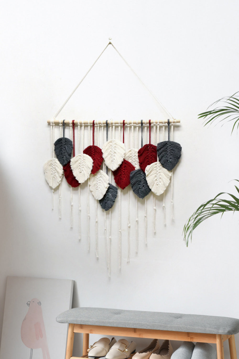 Hand-Woven Feather Macrame Hanging Wall Piece - AllIn Computer