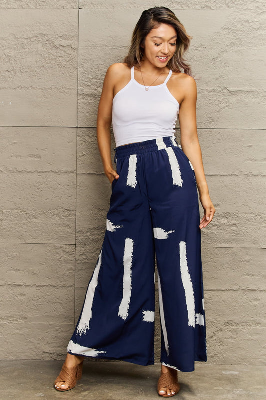 Printed Wide Leg Long Pants - AllIn Computer