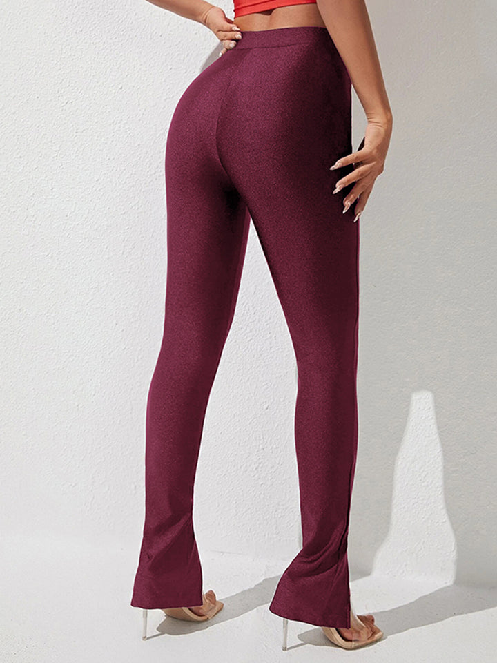 High Waist Slit Skinny Pants - AllIn Computer