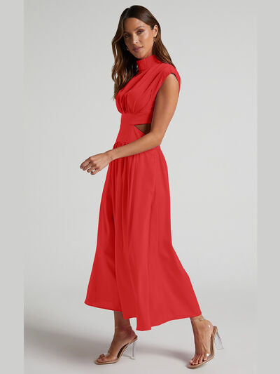 Cutout Mock Neck Sleeveless Dress - AllIn Computer