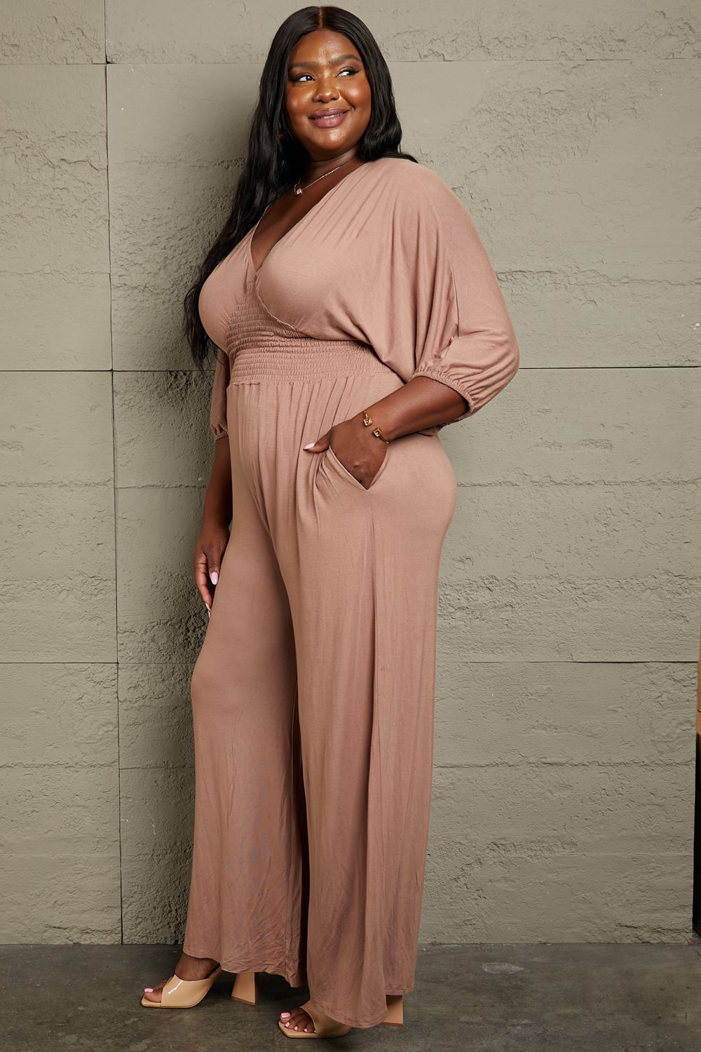 Culture Code Full Size Smocking Waist Jumpsuit - AllIn Computer