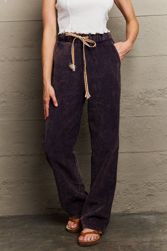 POL Leap Of Faith Corduroy Straight Fit Pants in Midnight Navy - AllIn Computer