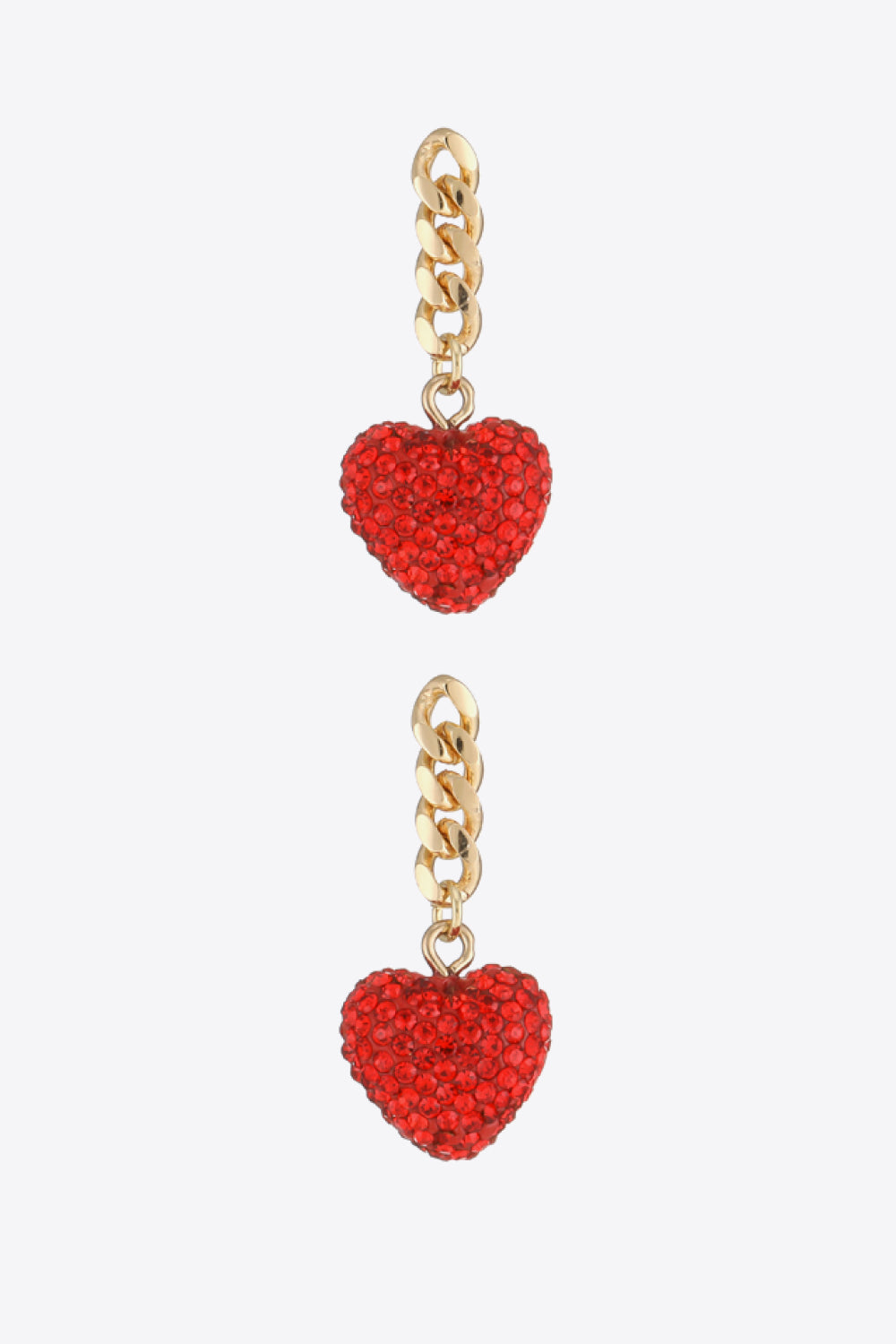 Rhinestone Heart Chain Drop Earrings - AllIn Computer