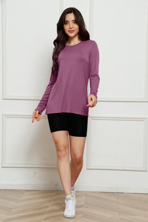 Basic Bae Full Size Round Neck Long Sleeve Top - AllIn Computer