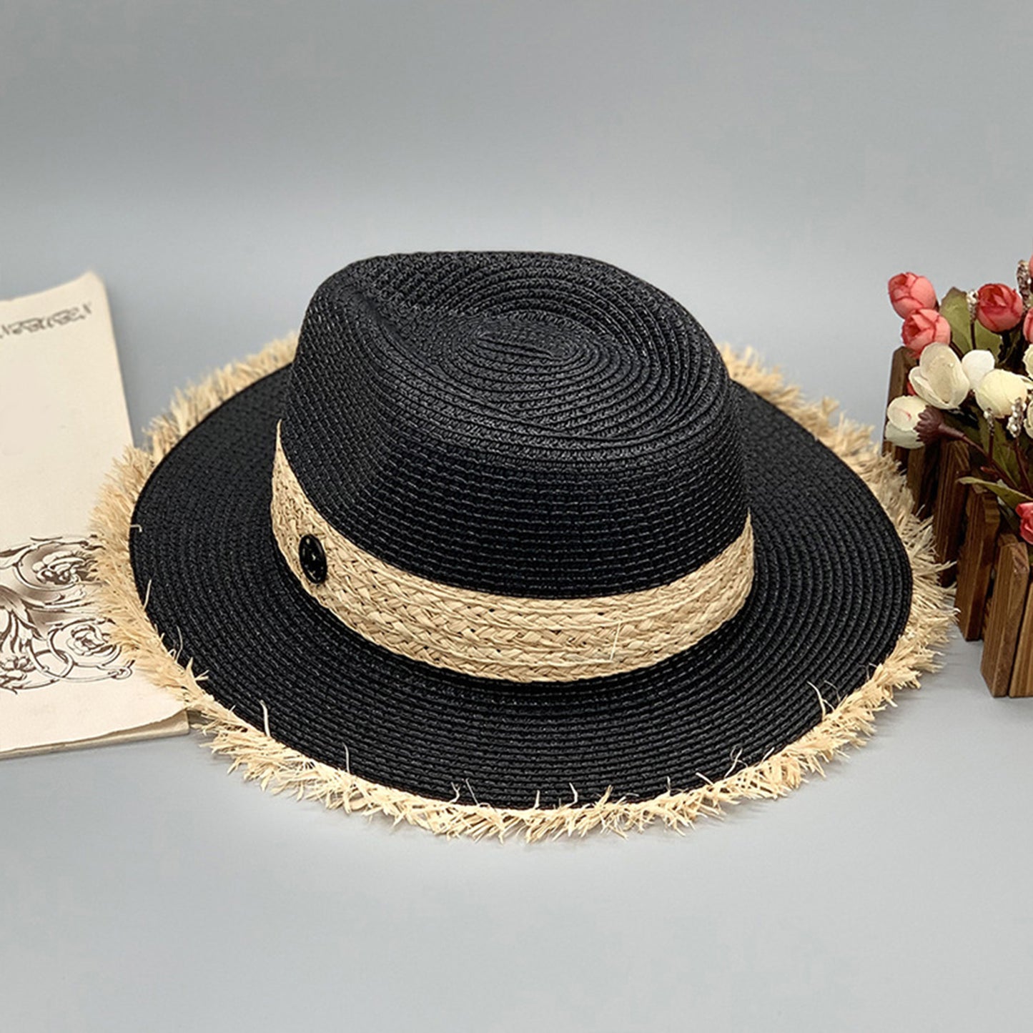 Raw Hem Raffia Hat - AllIn Computer