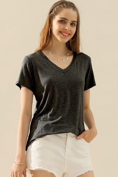 Ninexis Full Size V-Neck Short Sleeve T-Shirt - AllIn Computer