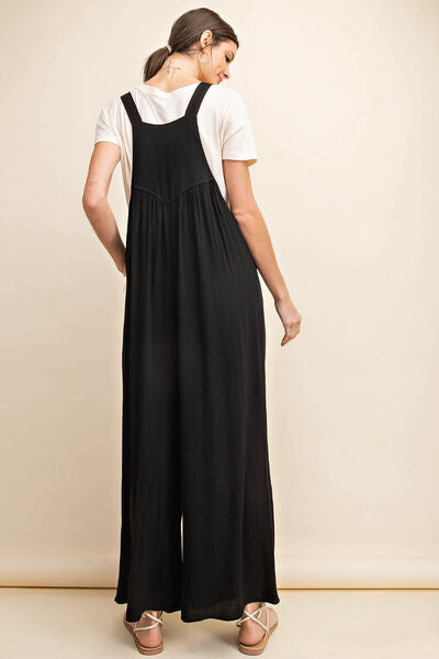Kori America Full Size Sleeveless Ruched Wide Leg Overalls - AllIn Computer