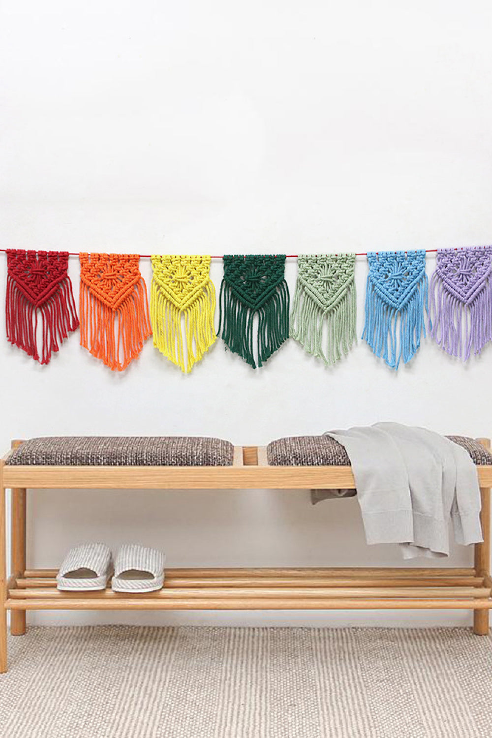 Rainbow Fringe Macrame Banner - AllIn Computer