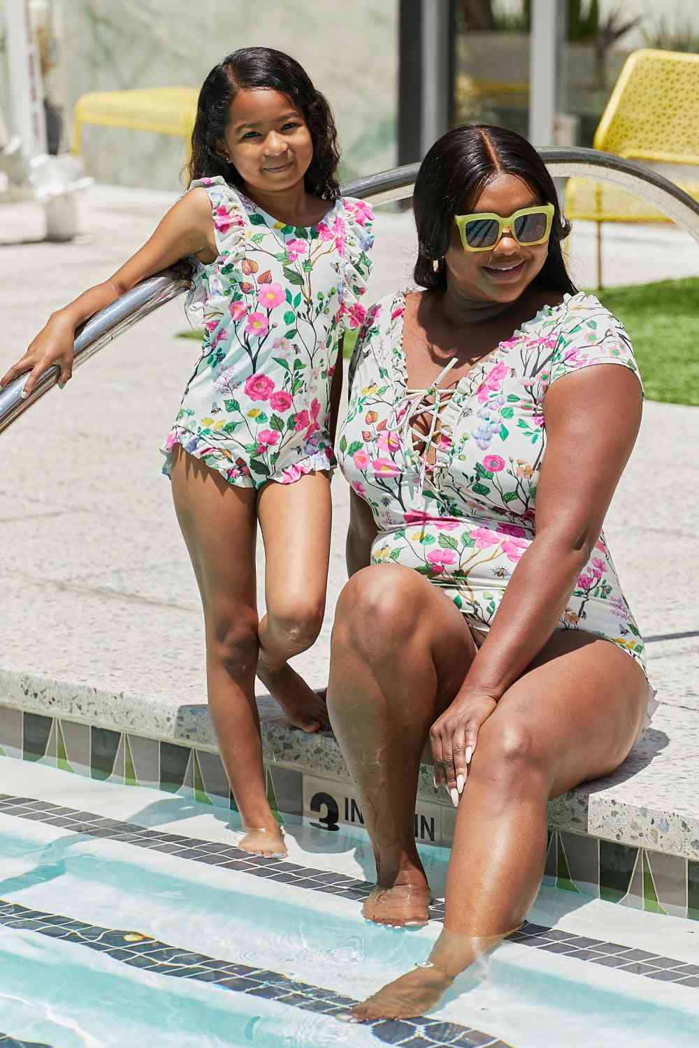 Marina West Swim Bring Me Flowers V-Neck One Piece Swimsuit Cherry Blossom Cream - AllIn Computer