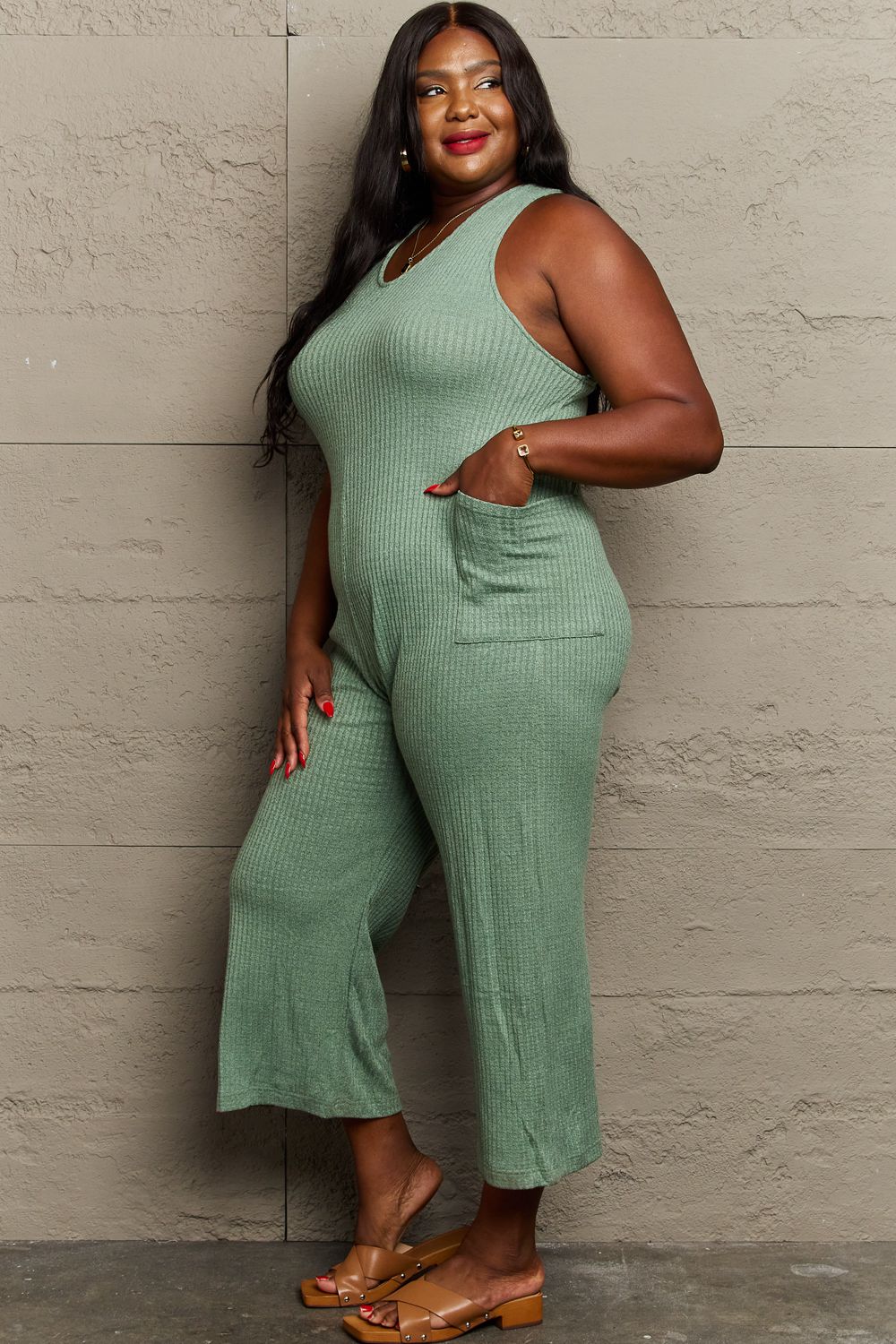 HEYSON Don't Get It Twisted Full Size Rib Knit Jumpsuit - AllIn Computer