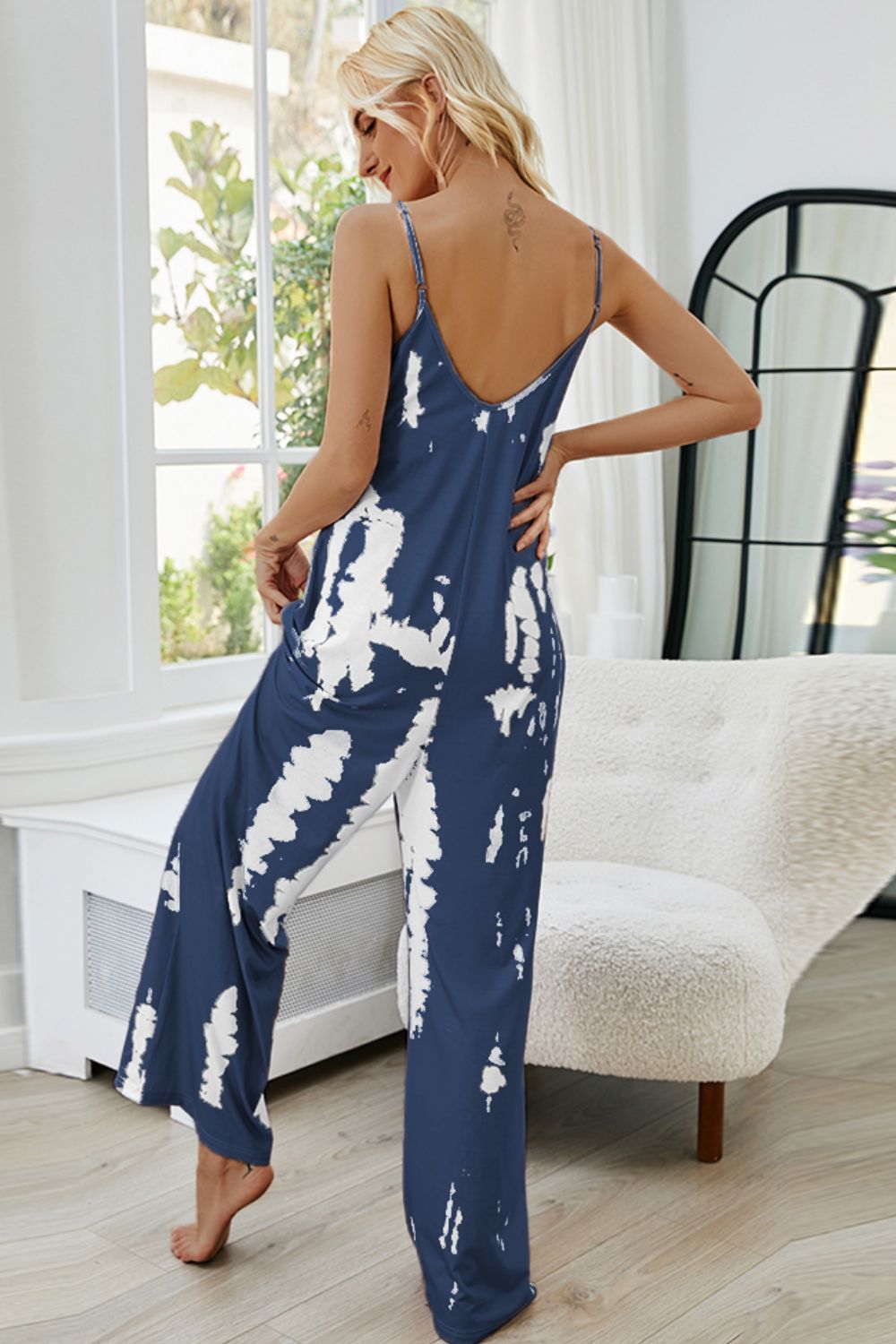 Tie-Dye Spaghetti Strap Jumpsuit with Pockets - AllIn Computer