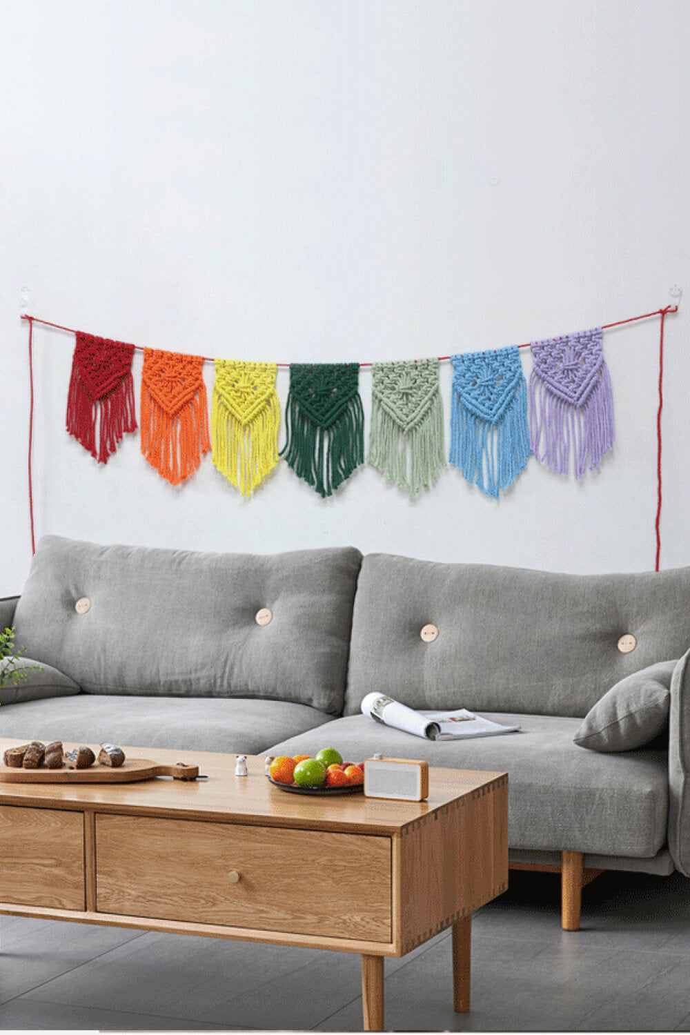 Rainbow Fringe Macrame Banner - AllIn Computer