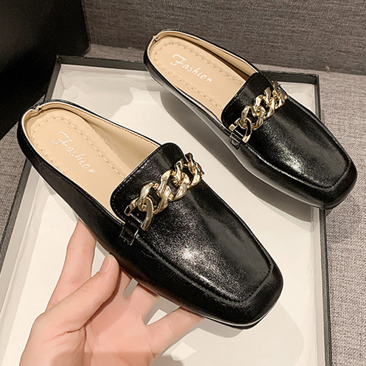 PU Leather Square Toe Flat Loafers - AllIn Computer