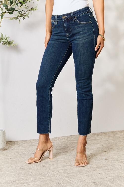 BAYEAS Full Size Raw Hem Straight Jeans - AllIn Computer