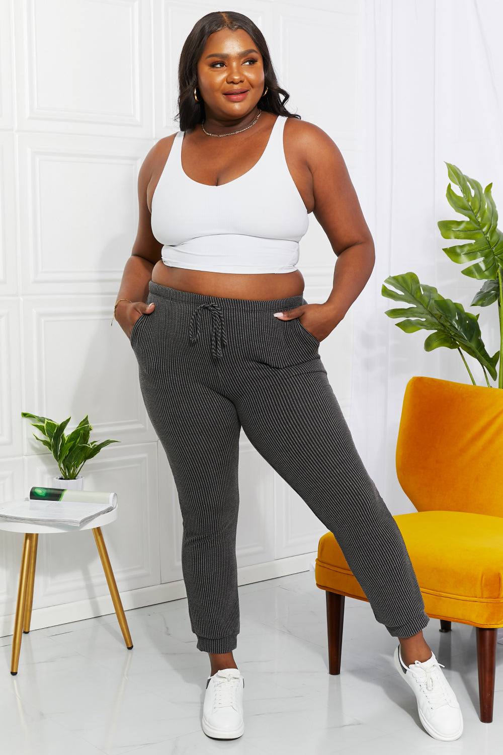 Blumin Apparel Full Size Easy Living Ribbed Joggers - AllIn Computer