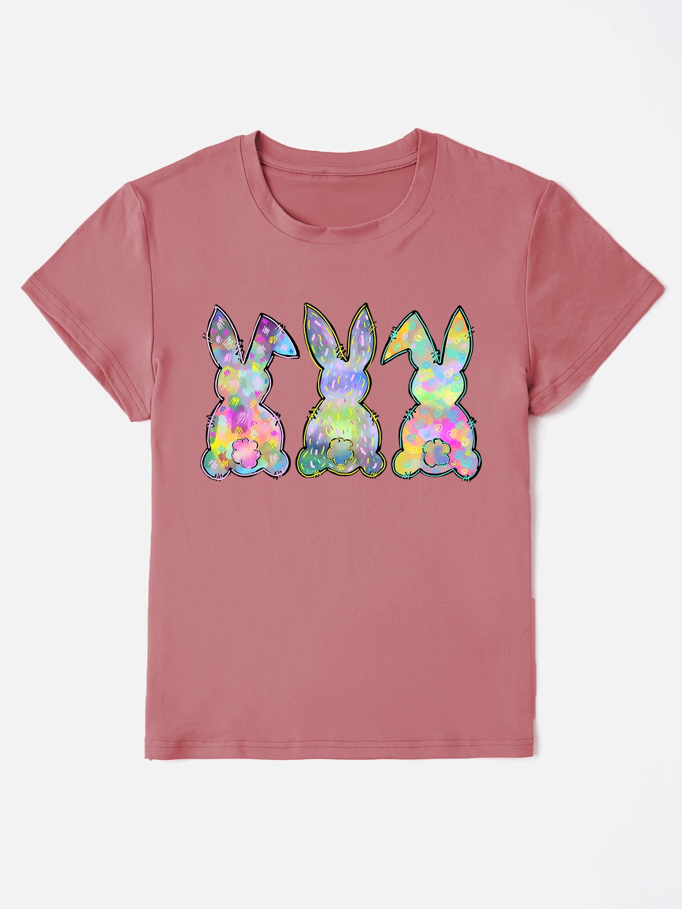 Rabbit Round Neck Short Sleeve T-Shirt - AllIn Computer