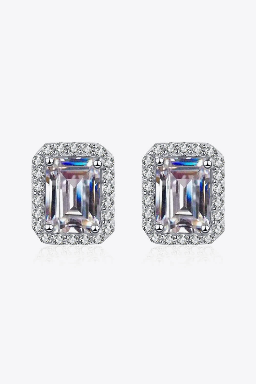 Adored 1 Carat Moissanite Rhodium-Plated Square Stud Earrings - AllIn Computer