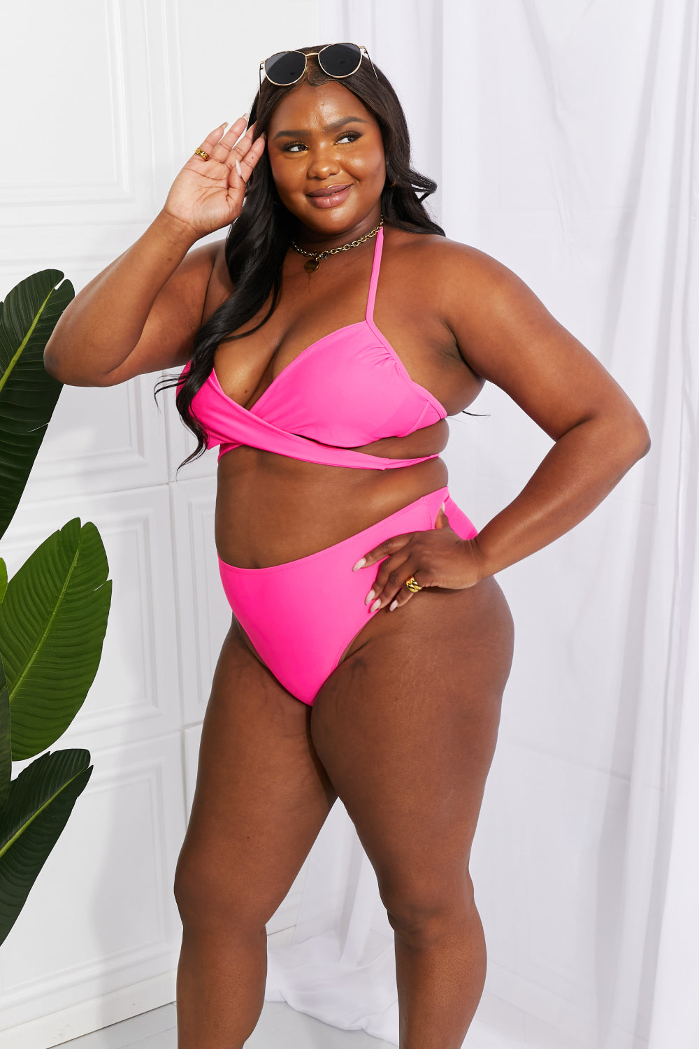 Marina West Swim Summer Splash Halter Bikini Set in Pink - AllIn Computer