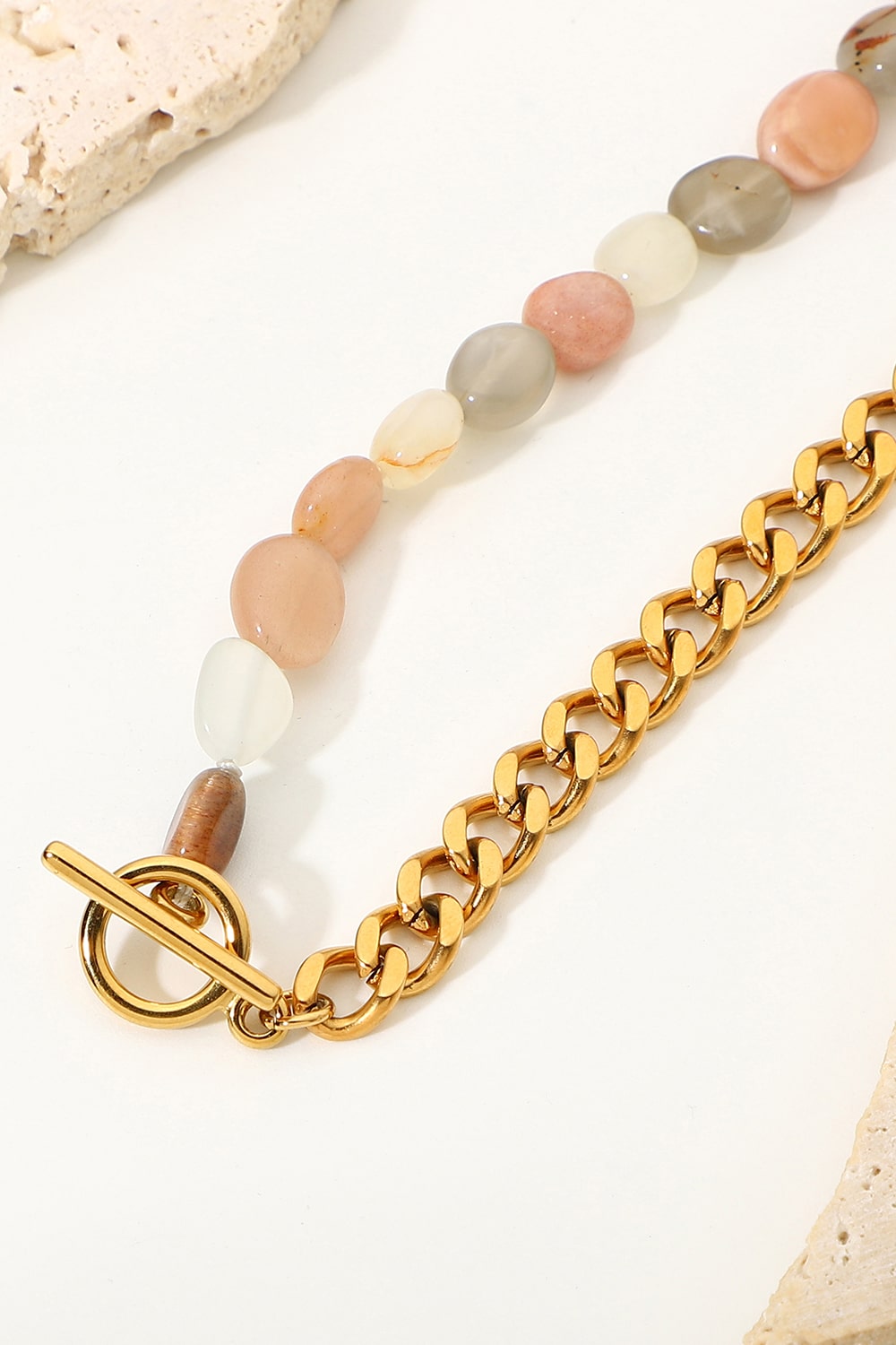 Stainless Steel Half Bead Half Chain Necklace - AllIn Computer